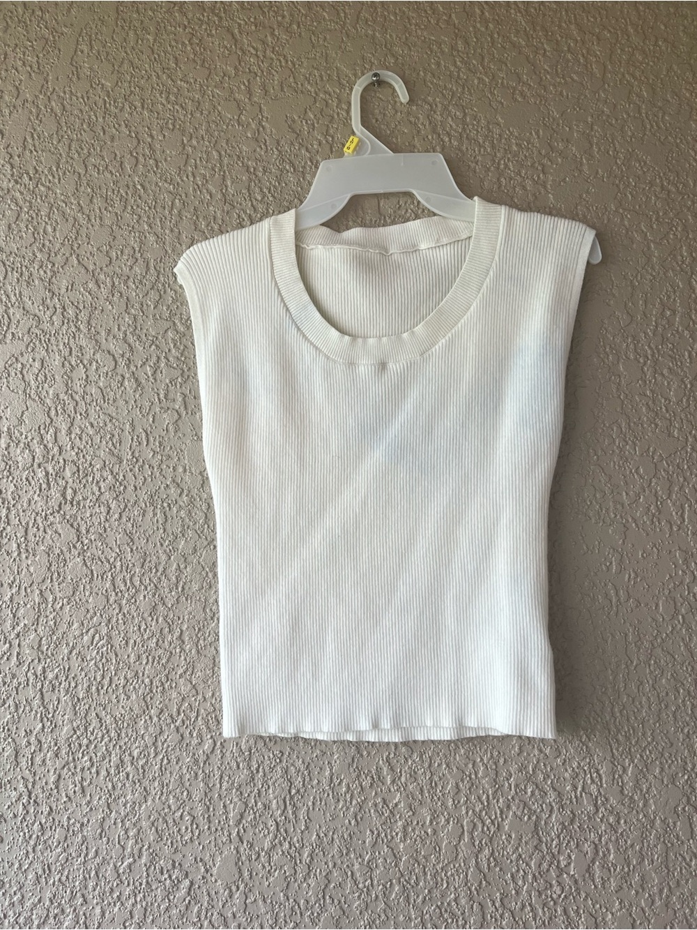 Sleeveless Cream Ribbed Knit Top